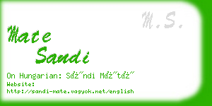 mate sandi business card